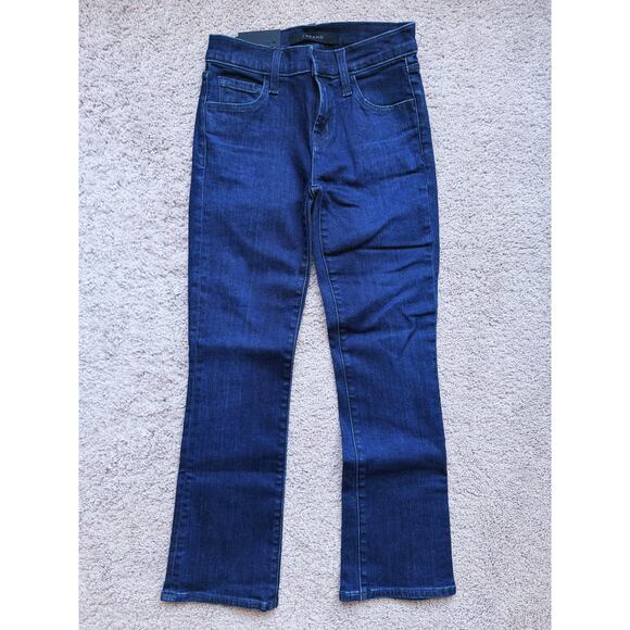 NWT J brand Selena Mid Rise Crop Boot Jeans Dark Wash Indigo Blue Denim Size 23 - Picture 2 of 5